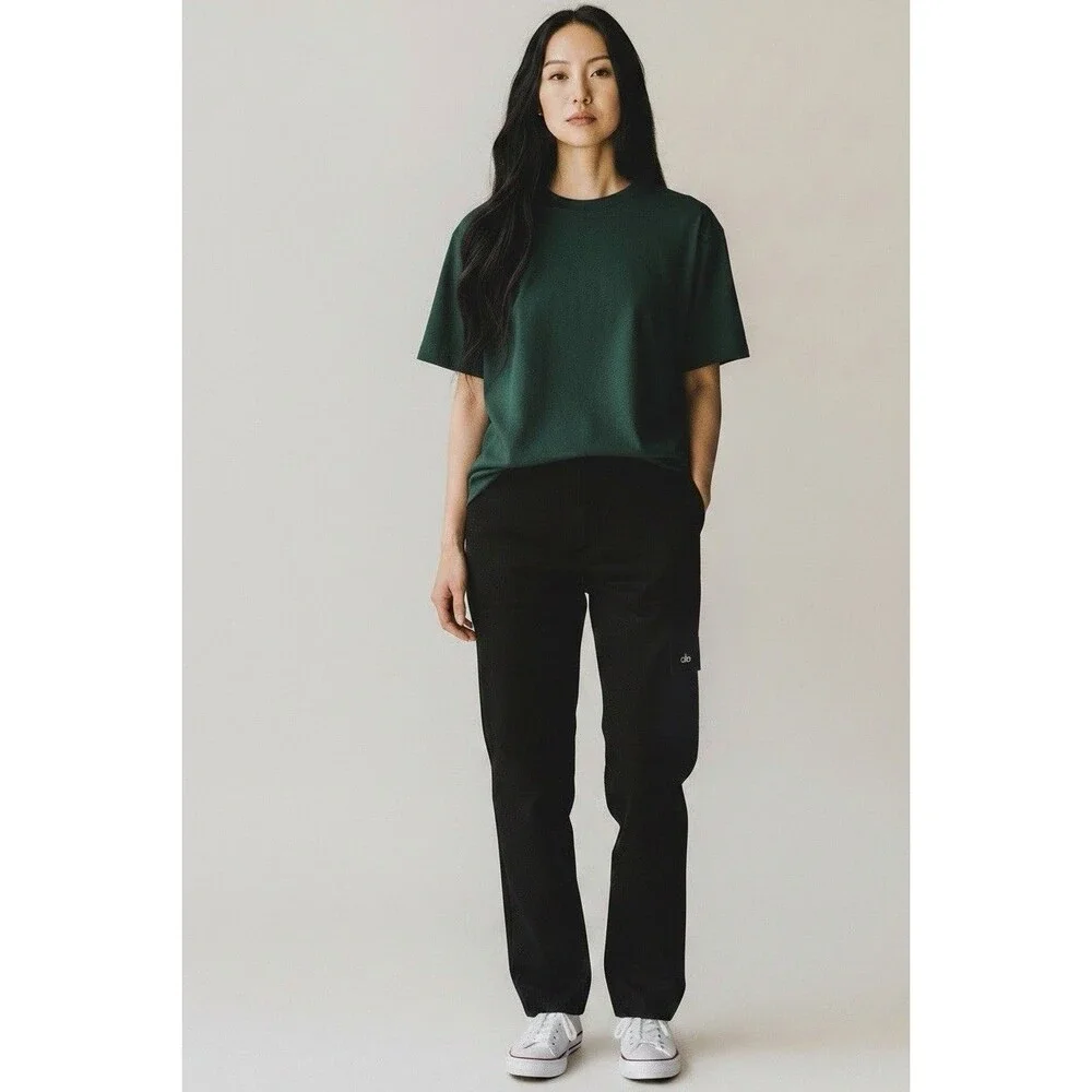 Alo Yoga Edge Trouser Black Cargo Pants Wide Leg Womens Small Activewear